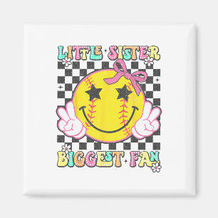 Little Sister Biggest Fan Retro Softll Sister Girl Magnet