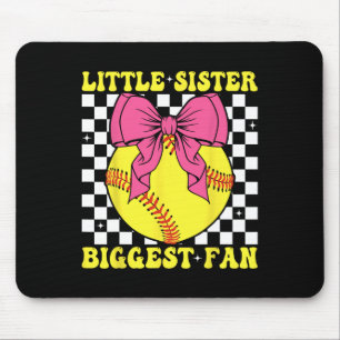 Little Sister Biggest Fan Retro Softll Sister Girl Mouse Mat