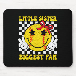 Little Sister Biggest Fan Retro Softll Sister Girl Mouse Mat