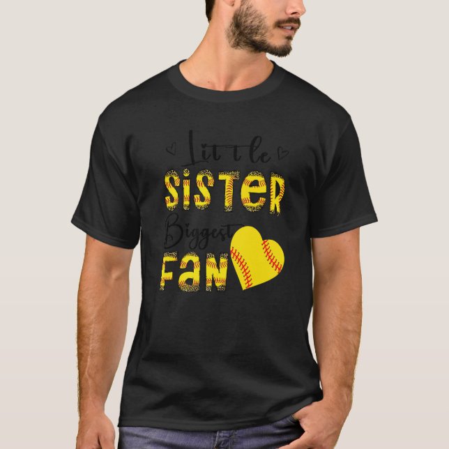 Little Sister Biggest Fan Teen Girls Leopard Softb T-Shirt (Front)