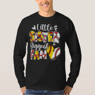 Little Sister Biggest Fann Cute Teeball Sister T-Shirt