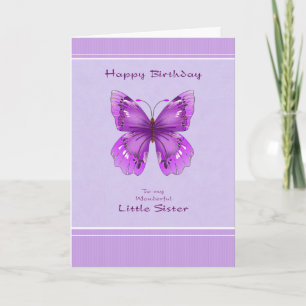 Little Sister Birthday Card - Purple Butterfly