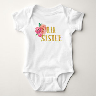 Little Sister Bodysuit Floral Gold Foil