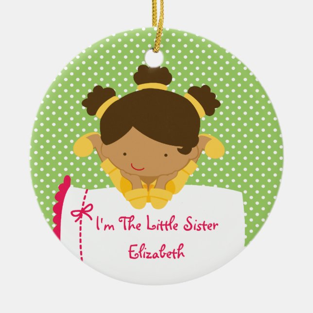 Little Sister Christmas Ornament Sweet  Girl (Front)