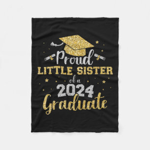 Little Sister Cl Of 2024 Graduate Senior Graduatio Fleece Blanket
