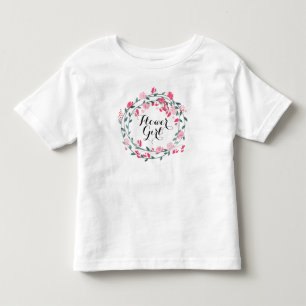 Little Sister Coral Peony Wreath Baby Girl Toddler T-Shirt