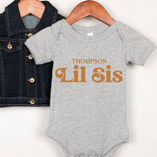 Little Sister Custom Boho Rainbow Pregnancy Reveal Baby Bodysuit