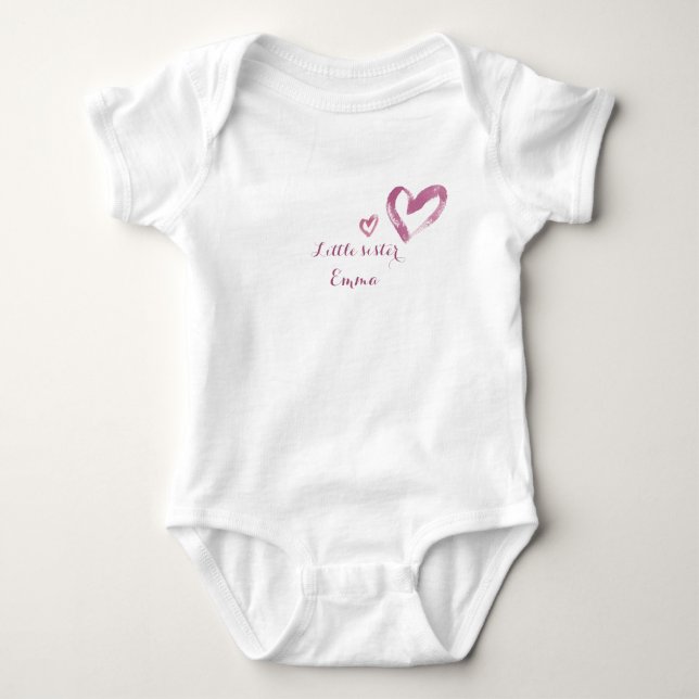 Little sister customizable name baby bodysuit (Front)