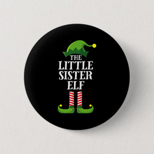 Little Sister Elf Matching Family Group Christmas  6 Cm Round Badge