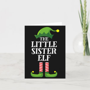 Little Sister Elf Matching Family Group Christmas  Card