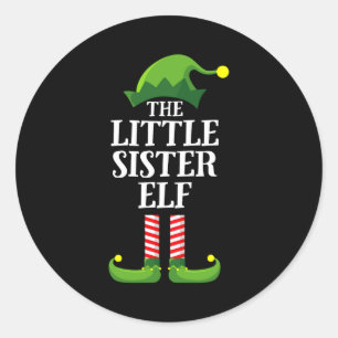 Little Sister Elf Matching Family Group Christmas  Classic Round Sticker