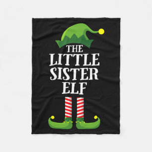 Little Sister Elf Matching Family Group Christmas Fleece Blanket