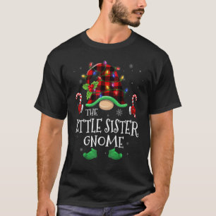 Little Sister Gnome Buffalo Plaid Matching Family T-Shirt