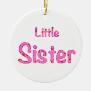 Little Sister Happy Text Typography Ceramic Tree Decoration