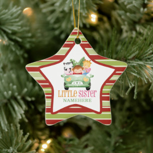 Little Sister Jungle Safari Animals Friends on Car Ceramic Tree Decoration