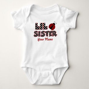 Little Sister Ladybug Personalised T-shirt Baby Bodysuit