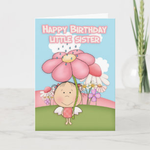 Little Sister, Little Garden Fairy & Flower Card