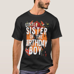 Little Sister Of The Birthday Boy Fireman Matching T-Shirt
