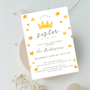 Little Sister On The Way Boho Stars  Baby Shower Invitation