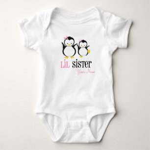 Little Sister Penguin Personalised Pink Shirt