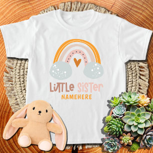 Little Sister Personalised Name Cute Rainbow T-Shirt