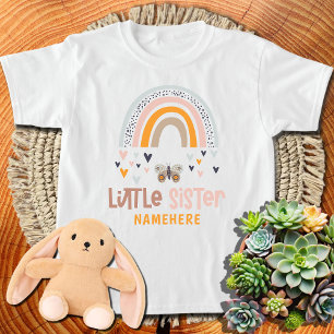 Little Sister Personalised Name Cute Rainbow T-Shirt