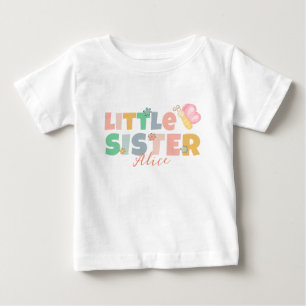 Little Sister Personalised, Pastel Colour Baby T-Shirt