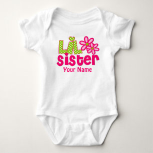 Little Sister Pink and Green Personalised Shirt