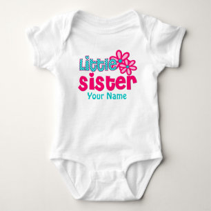 Little Sister Pink and Teal Personalised Shirt