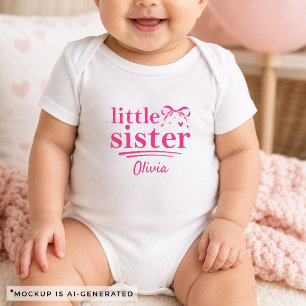 Little Sister Pink Bow Matching Sibling Shirt