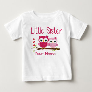 Little Sister Pink Owl Personalised T Shirt