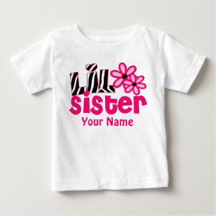 Little Sister Pink Zebra Personalised Shirt