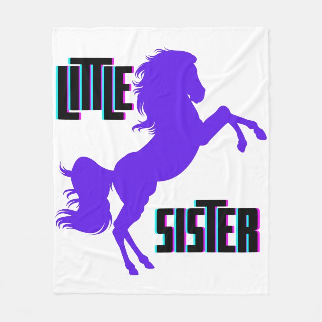 Little Sister Purple Pony Fleece Blanket (Front)
