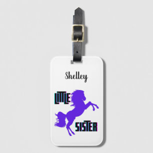 Little Sister Purple Pony Luggage Tag
