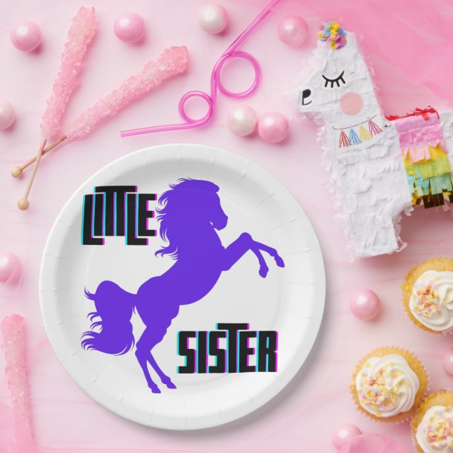 Little Sister Purple Pony Paper Plate (Party)
