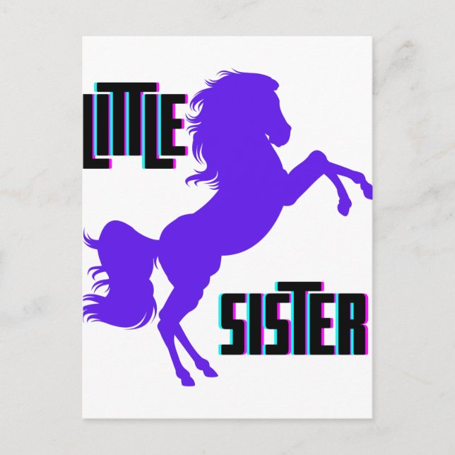 Little Sister Purple Pony Postcard (Front)