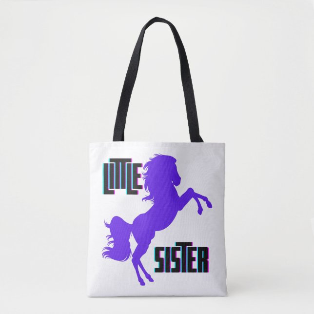 Little Sister Purple Pony Tote Bag (Front)