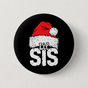Little Sister Santa Christmas Family Matching Pyja 6 Cm Round Badge