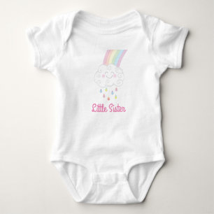 Little Sister Sprinkle Rainbow Raindrop Cloud Baby Bodysuit