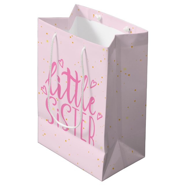 Little Sister Typography Modren Text  Medium Gift Bag (Front Angled)
