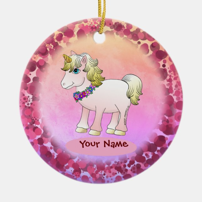 Little Sister Unicorn Ceramic Tree Decoration (Front)