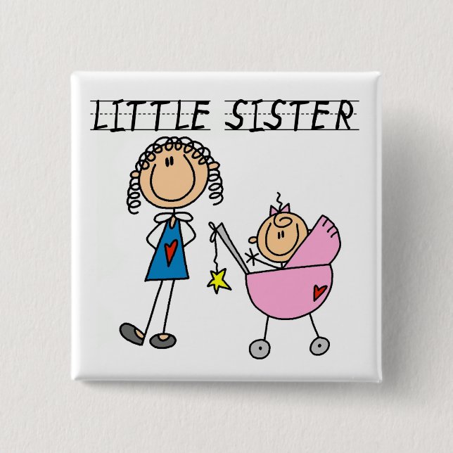 Little Sister With Big Sis Tshirts 15 Cm Square Badge (Front)