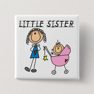 Little Sister With Big Sis Tshirts 15 Cm Square Badge