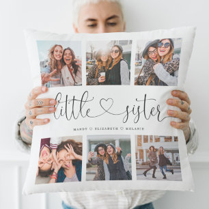 Little Sisters Script Sisters Gift Photo Collage Cushion