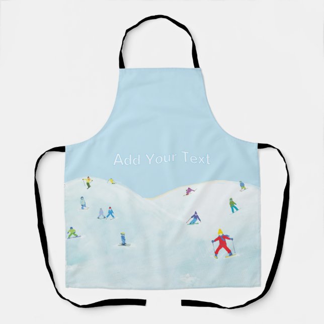 Little Skiers On Snowy Hill Apron (Front)