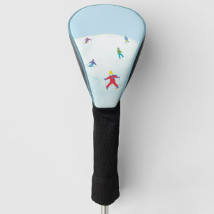 Little Skiers On Snowy Hill Golf Head Cover