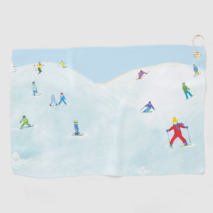 Little Skiers On Snowy Hill Golf Towel