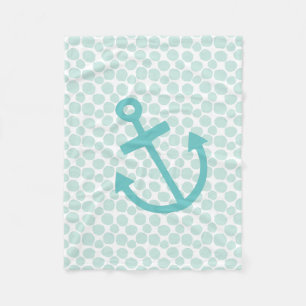 Little Skipper Nautical Anchor and Dots Pattern Fleece Blanket