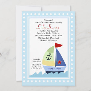 Little Skipper Sailboat 5x7 Baby Shower Invitation