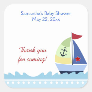 Little Skipper Sailboat (Blue)SQUARE Favour Sticke Square Sticker